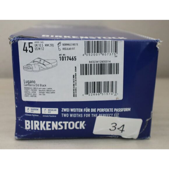 Birkenstock 1017465 Men's Sz 45 US 12 Old Black Lugano Waxy Leather Sandals - Picture 14 of 14